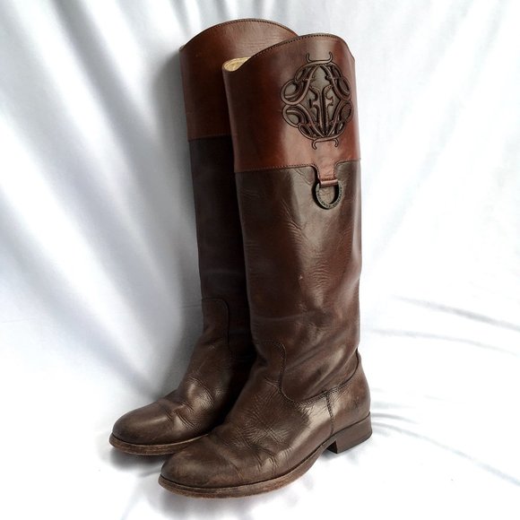 Frye Shoes - Frye Melissa Logo Knee high tall riding boot brown